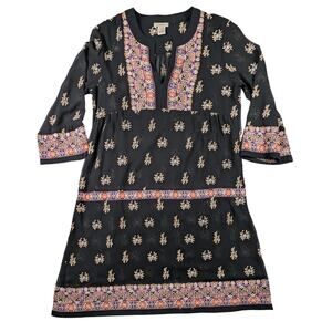 Sundance To The Winds Dress Women’s Black Floral Boho  Midi Dress Size Medium